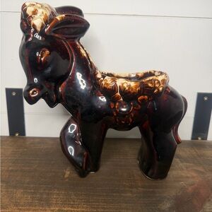 Mccoy Ceramic Donkey Figurine - Dark Brown and Tan